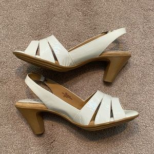 White Patent Leather Slingback Heels